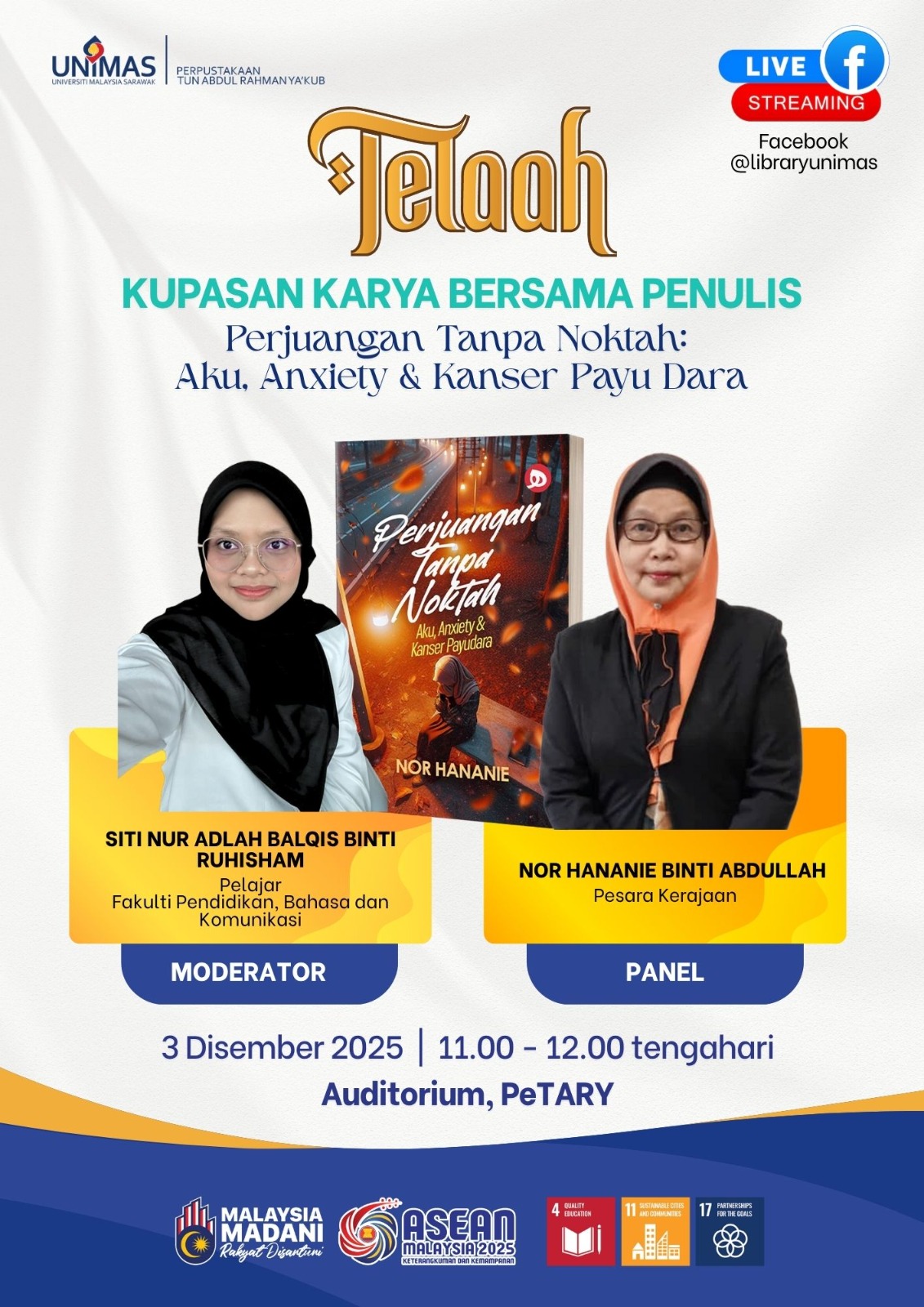 TELAAH: KUPASAN KARYA BERSAMA PENULIS Perjuangan Tanpa Noktah : Aku, Anxiety & Kanser Payu Dara